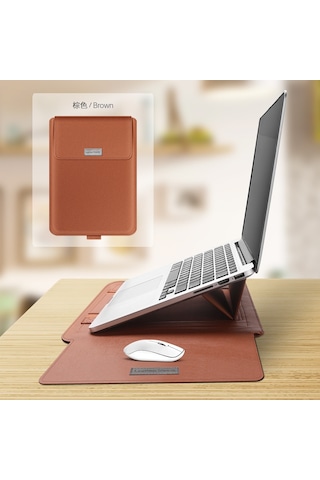 Vkemall Huawei Matebook 14 Ve Apple İçin Su Geçirmez 13/14 İnç Universal Dizüstü Bilgisayar Stantlı Çantası - Krem Renk Çok Renkli