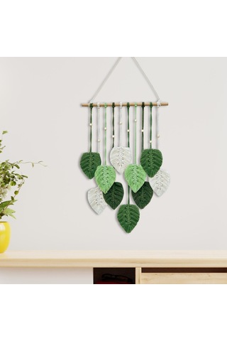 Homyl Makrome Duvar Asılı Bohem Dokuma Goblen Şık Yeşil