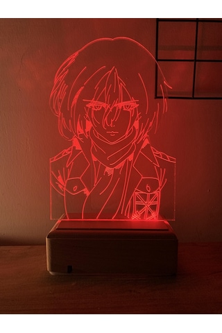 Mikasa Ackerman Attack On Titan 16 Renk Gece Lambası