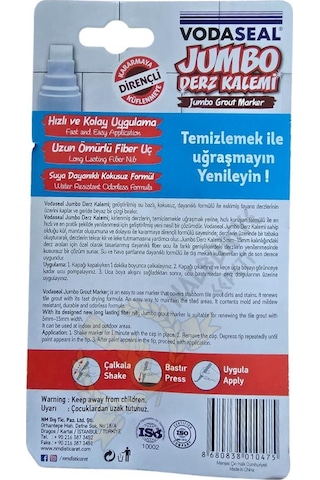 Vodaseal Derz Kalemi Jumbo 5-15 Mm. - 22 Ml. - Beyaz 1 Adet