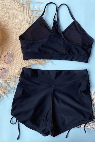 Angelsin Yanlardan Ayarlı Büzgülü Deniz Şortlu Tankini Bikini Takım 001