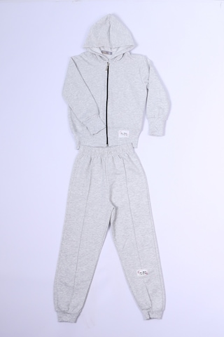 Kız Çocuk Eşofman Takımı Kapşonlu Fermuarlı C48 Gri