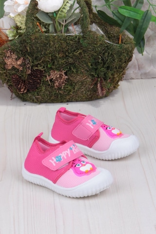 Fort 3356 Gz Kuş Figürlü Anaokulu Kreş Ev Kız Çocuk Keten Panduf Ayakkabı Fuşya
