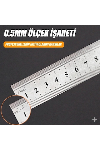 Çelik Cetvel 20cm Gri