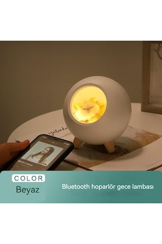 Yeiuyi7 Kedi Ev Şekli Çok Fonksiyonlu Bluetooth Hoparlör Gece Lambası Beyaz