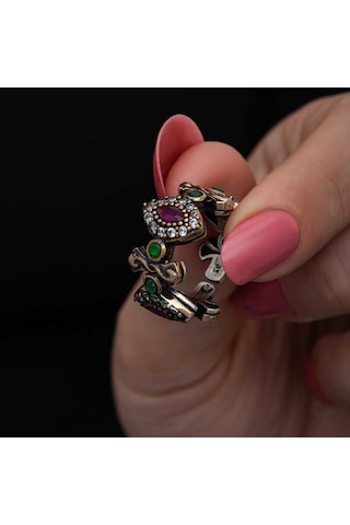 Blackcraft Gümüş Ayarlanabilen Otantik Mekik Kadın Yüzük Bc-12fb13 Renkli