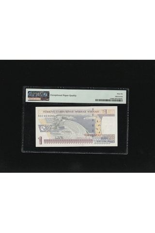 Bir Yeni Türk Lirası 1 Ytl P216 2005 Pmg 66 Epq Gem Unc S/n A29619828 / 8.ems 1. Tertip