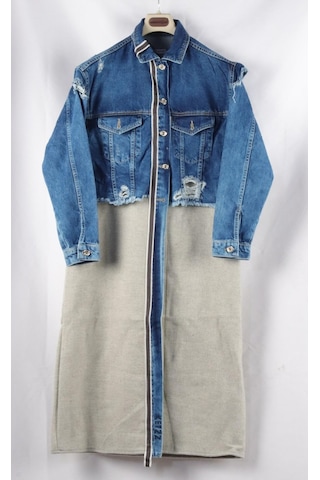 Özel Koleksiyon, Yırtık Detaylı Uzun Denim Ceket 3024 001