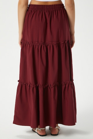 Ritnice Kadın Elanora Bordo Astarlı Katlı Poplin Etek Bordo