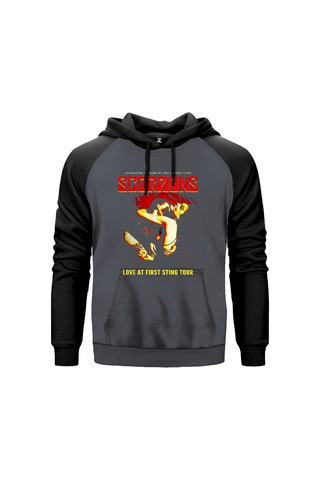 Scorpions Love At First Sting Kırmızı Renk Reglan Kol Sweatshirt Kapşonlu