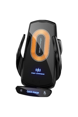 Monyee Araç İçin Kablosuz Şarj Ve Akıllı Manyetik Telefon Tutucu - 15w Hızlı Şarj, Navigasyon Uyumlu, V58 Siyah Siyah