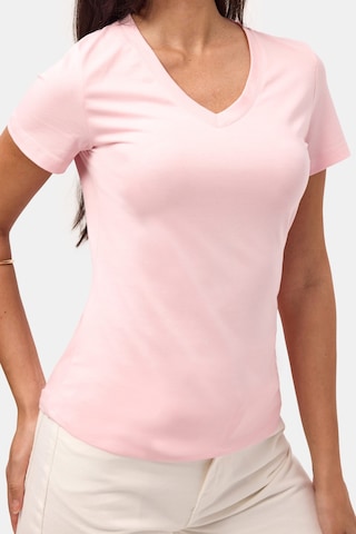 it's basic Kadın Light Pembe S6-98 V Yaka %100 Organik Pamuk Esnek Kumaş T-shirt