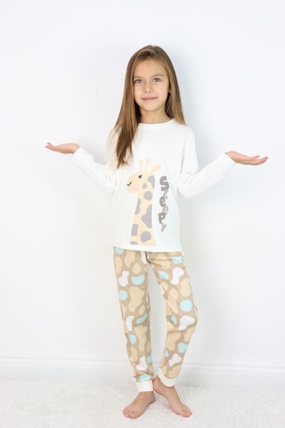 Kız Çocuk Orta Kalınlıkta Basic Baskılı Pijama Takımı Gri