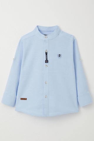 Breeze Erkek Çocuk Gömlek Harf Nakışlı Düğmeli 3-7 Yaş, Açık Mavi Açık Mavi