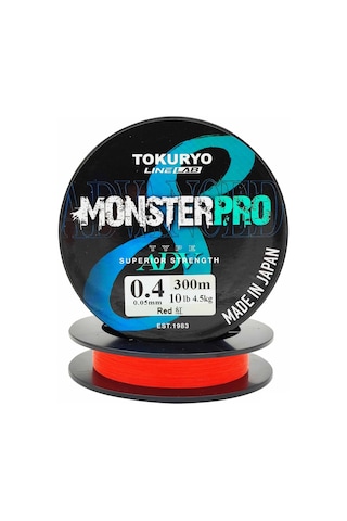 TOKURYO LINE LAB MONSTERPRO X8 0.4pe 0.05mm 10Ib 4.5kg Red 300mt
