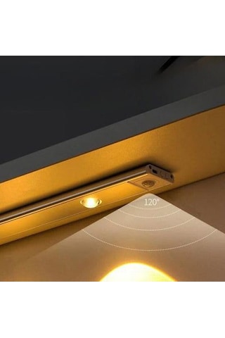 Slim Led Kabin Armatürü Hareket Sensörlü Dekoratif Gece Lambası Usb Şarjlı Aydınlatma 60 Cm Siyah5w Siyah