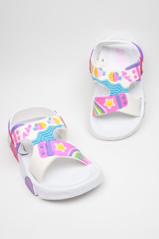 Günlük Unisex Çocuk Sandalet Esnek Kaymaz Taban Yazlık Ev Okul Kreş Ayakkabı Ps940-ps955 Beyaz - Pembe