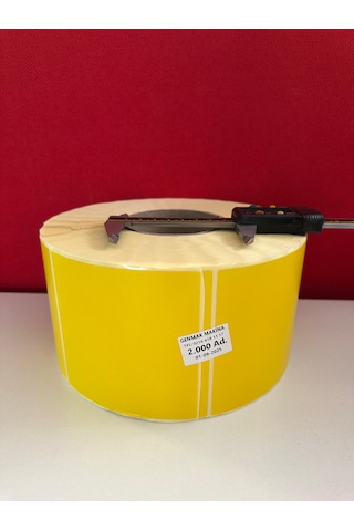 100x100mm Sarı Zemin Baskılı Vellum Etiket Rulosu 1 Rulo 24.000 Adet 1 Koli / 12 Rulo 76 Mm Masura Çapı Ribonlu Baskı 1