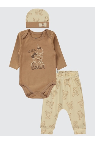 Civil Baby Kız Bebek 3'lü Takım 6-18 Ay Kahve Kahve