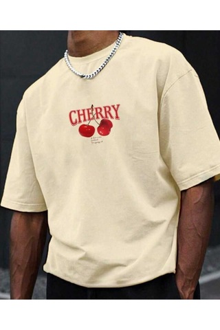 Noıssey Bej Cherry Red Bomb Oversize Unisex Trend