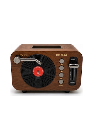 Gs-1390 Retro Bluetooth Hoparlör Ve Fm Radyo Usb Bellek, Tf Kart, Aux Girişli Ahşap Tasarım