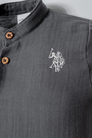 U.S. Polo Assn. Erkek Bebek 2 Li Şort Gömlek Takım Koyu Gri-2256 gri