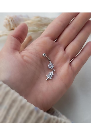 Göbek Piercing Medikal Çelik Vidalı Gri Kadın İthal 316 L Paslanmaz 15836 Diğer