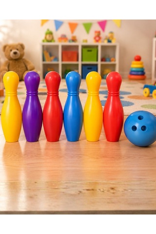 Çocuk Bowling Oyunu 6 Kukalı Eğitici Eğlence Seti Bowling Toplu