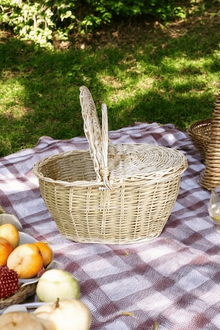 Büyük Boy Xxl Hasır Kapaklı Piknik Sepeti