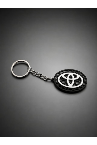 Toyota Logolu Anahtarlık Otomobil Anahtarlığı Siyah Beyaz