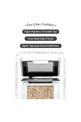 Cre'ars Mücevher Parlaklığında Yoğun Pigmentli Tekli Far Glitter Bomb Eyeshadow 11 Emerald Gleam