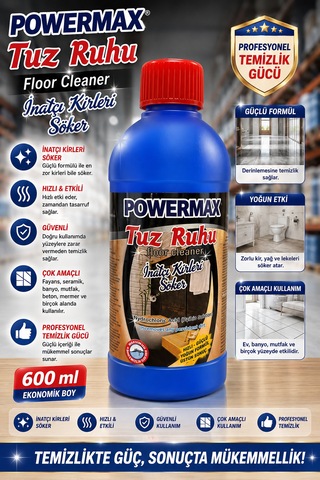 Powermax Tuz Ruhu 600 Ml X3 Set Kireç Ve İnşaat Kalıntısı Temizleyici