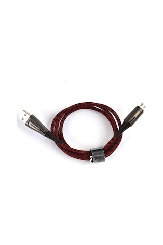 Zore Focus Metal Uçlu Halat Kablo Micro 2.4 A 1 M -> Kırmızı