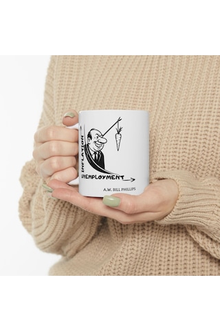 Enflasyon Ve İşsizlik Eğrisi Kupa A.w. Bill Tasarımlı Mizah Ve Ekonomi Hediyesi Beyaz