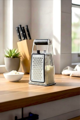 4 Parça Silikon Saplı Çift Taraflı Paslanmaz Çelik Rende , Ölçülü ,hazneli Sarımsak Rendesi 1 Litre Diğer
