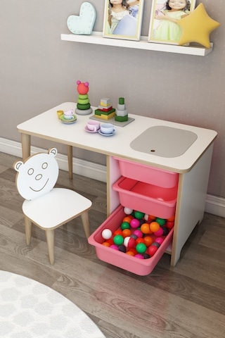 Moniev Çocuk Çalışma Masası Oyun Ve Etkinlik Masası Yaz Sil Masa Pmb Spt San Pembe