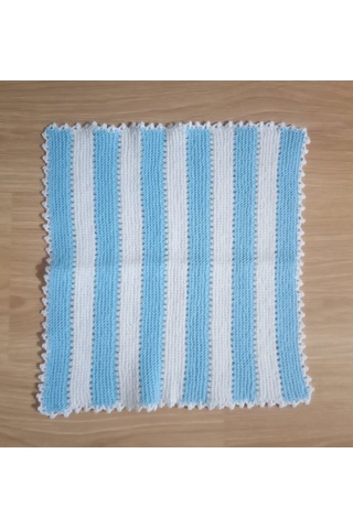El İşi Pamuklu Banyo Lifi,el Örgüsü Mavi Beyaz Duş Lifi 32x30cm Çok Renkli