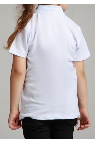 Nacar Store Kız Çocuk Polo Yaka Kısa Kol Okul T-shirt Beyaz
