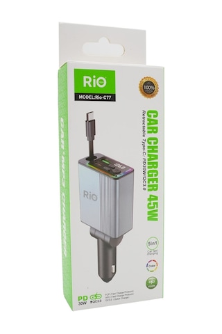 Rio Tech Rio-c77 45w Retractable Type-c Araç Şarj Cihazı