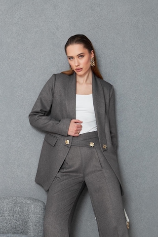 Kare Düğmeli Yünefekt Takım Antrasit Düz Antrasit