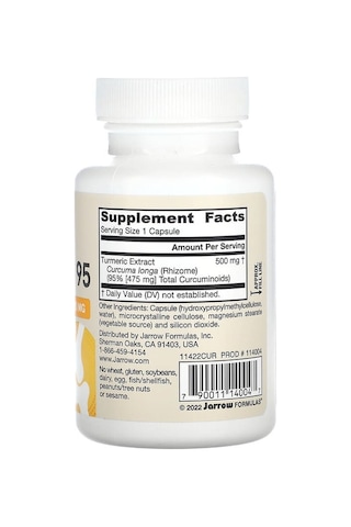 Takviye Jarrow Formulas, Curcumin 95, Turmeric Extract, 500 Mg, 60 Veg Capsules