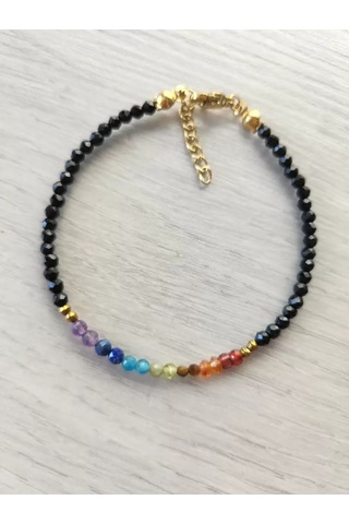 Doğaltaş Minimal Kesim Spinel Taşı Çakra Bileklik 3 Mm Çok Renkli