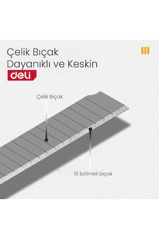 Delı Profesyonel Plastik Saplı Sk5 Çelik 18mm Kırılabilir Maket Bıçağı Absgövdeli