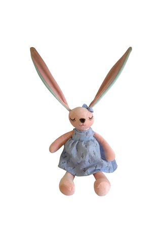 Uzun Kulaklı Tavşan Peluş Oyuncak Sevimli Uyku Oyun Arkadaşı 35 Cm Mavi