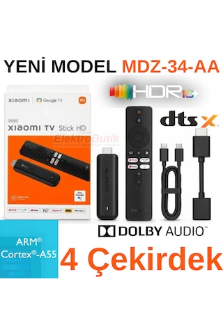 Xiaomi Tv Stick Hd Yeni Model Mdz-34-aa 4 Çekirdek Hdr10+ Dolby Audio Dts:x Çift Bant Wi-fi
