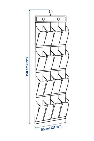 Ikea Skubb Ayakkabı Düzenleyici, Koyu Gri, 16 Cepli
