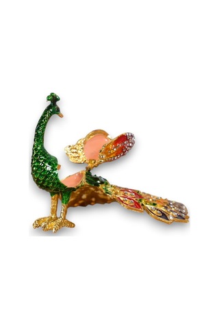 Aşağı Kuyruklu Tavuskuşu Biblo Taşlı & Zarif Dekoratif Obje 10 X 17 CM 727616081