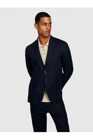 Sisley %100 Keten Astarsız Rahat Kalıp Ceket Erkek Lacivert Ceket - 324p2aghsw01q