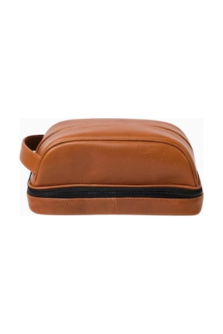 Ryoko Liwa Dopp Kit Deri Seyahat Ve Bakım Çantası El Çantası Tan 1 Kahverengi