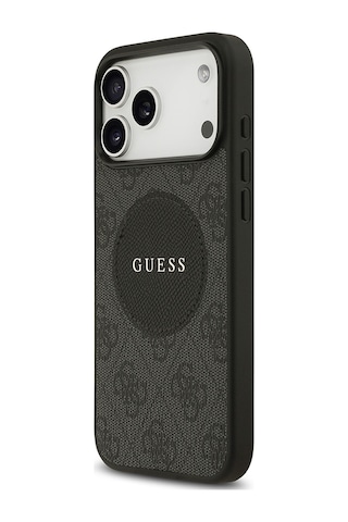 Apple Uyumlu iPhone 17 Pro Max Kılıf Guess Lisanslı M-safeli Yazı Logolu Circle Classic Kapak Siyah Siyah